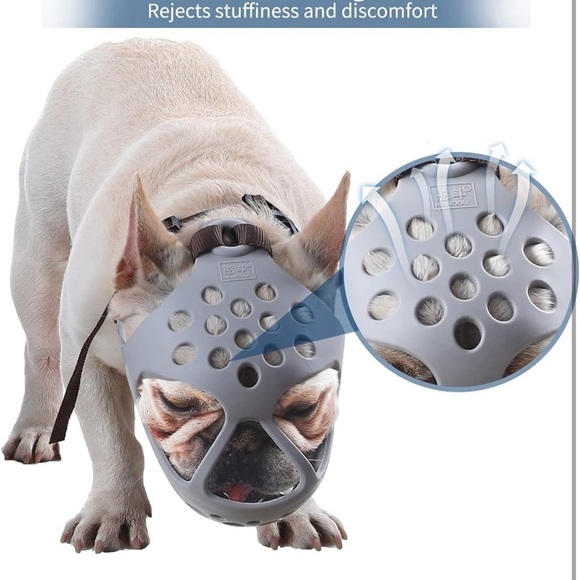 BARKLESS Short Snout Dog Muzzle, Soft Silicone Flat Faced Muzzle French Bulldog - Picture 11 of 11